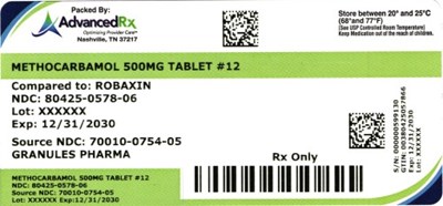 Methocarbamol 500mg #12 (Methocarbamol 500mg 80425 0578 06)